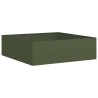 Jardinière vert olive 100x100x30 cm acier 