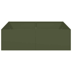 Jardinière vert olive 100x100x30 cm acier 
