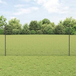 Clôture en fil soudé avec 10 piquets U gris 1.2x10 m en acier 