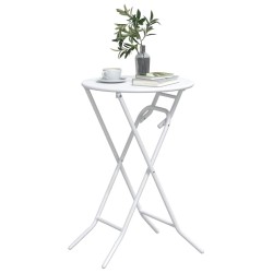 Table de jardin pliante Blanche Ø50x72 cm Acier 