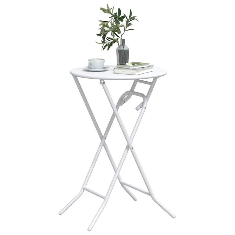 Table de jardin pliante Blanche Ø50x72 cm Acier 