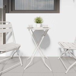 Table de jardin pliante Blanche Ø50x72 cm Acier 