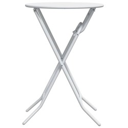 Table de jardin pliante Blanche Ø50x72 cm Acier 