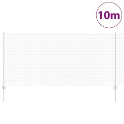 Clôture en fil soudé avec 10 poteaux en U Argent 1.2x10 m en acier 