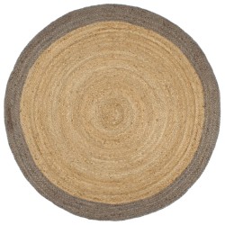 Tapis fait à la main Jute avec bord gris 180 cm 