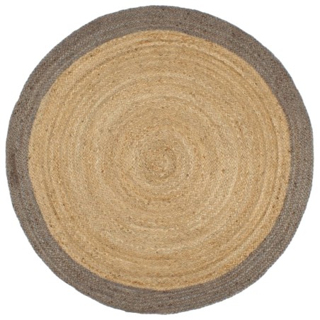 Tapis fait à la main Jute avec bord gris 180 cm 
