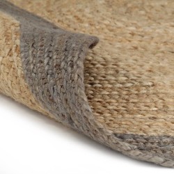 Tapis fait à la main Jute avec bord gris 180 cm 