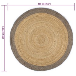 Tapis fait à la main Jute avec bord gris 180 cm 