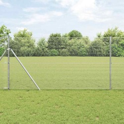 Set de poteaux de clôture 2 unités Acier galvanisé 10 x 1 m 