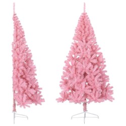 Demi sapin de Noël artificiel avec support Rose 180 cm PVC 