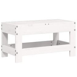 Repose-pied de jardin blanc 62x30x32 cm bois de pin massif 