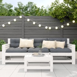 Repose-pied de jardin blanc 62x30x32 cm bois de pin massif 
