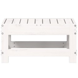 Repose-pied de jardin blanc 62x30x32 cm bois de pin massif 