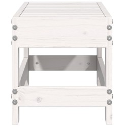 Repose-pied de jardin blanc 62x30x32 cm bois de pin massif 