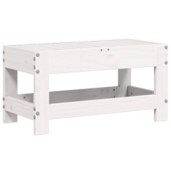 Repose-pied de jardin blanc 62x30x32 cm bois de pin massif 