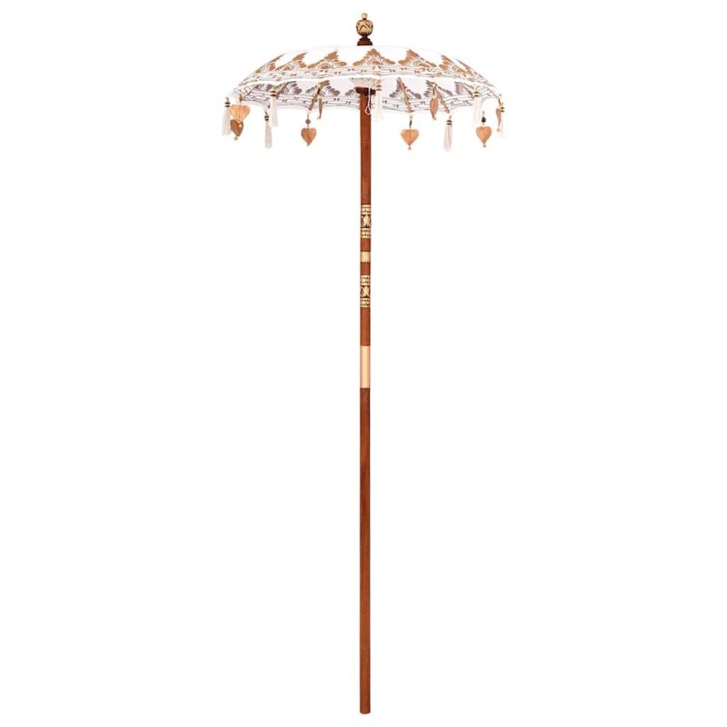 Parasol balinais Autre Crème x 260 cm Coton et bois massif 