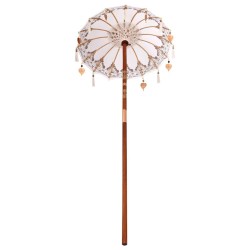 Parasol balinais Autre Crème x 260 cm Coton et bois massif 