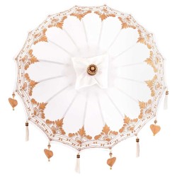 Parasol balinais Autre Crème x 260 cm Coton et bois massif 