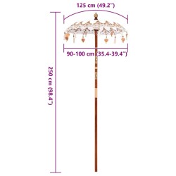 Parasol balinais Autre Crème x 260 cm Coton et bois massif 