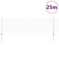 Clôture en fil soudé avec 10 poteaux en U Argent 0,6x25 m Acier 