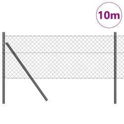 Jeu de Poteaux de Clôture Gris 0.6 x 10 m Acier galvanisé 