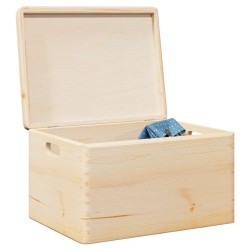 Boîte en bois avec couvercle et poignées bois de pin massif 