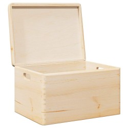 Boîte en bois avec couvercle et poignées bois de pin massif 