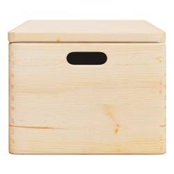 Boîte en bois avec couvercle et poignées bois de pin massif 