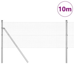 Clôture en fil soudé avec 7 poteaux 0.8x10 m Acier galvanisé 