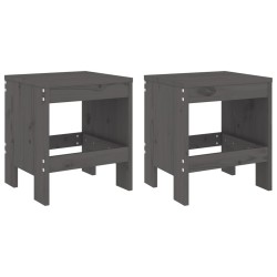 Tabourets de jardin lot de 2 gris 40x36x45 cm bois massif pin 