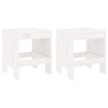 Tabourets de jardin lot de 2 blanc 40x36x45 cm bois massif pin 
