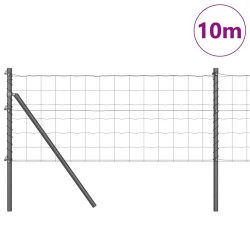 Clôture Euro avec 7 piquets 0,8 x 10 m en acier galvanisé gris. 