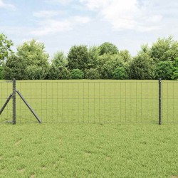 Clôture Euro avec 7 poteaux 0,8 x 10 m en acier galvanisé gris 