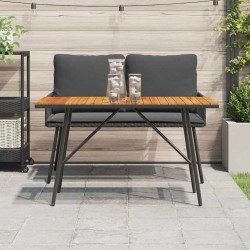 Table à manger - Noir, 110x55x62 cm, en bois d'acacia massif 