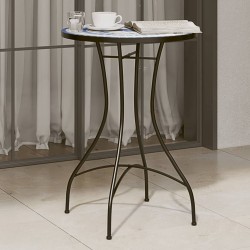 Table de bistro mosaïque bleu et blanc Ø50x70 cm céramique 