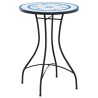 Table de bistro mosaïque bleu et blanc Ø50x70 cm céramique 