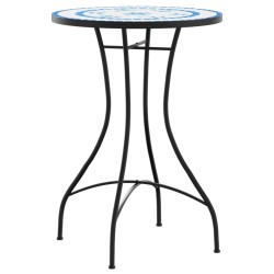 Table de bistro mosaïque bleu et blanc Ø50x70 cm céramique 