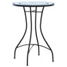 Table de bistro mosaïque bleu et blanc Ø50x70 cm céramique 