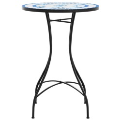 Table de bistro mosaïque bleu et blanc Ø50x70 cm céramique 