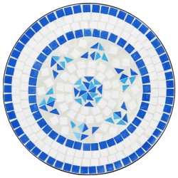 Table de bistro mosaïque bleu et blanc Ø50x70 cm céramique 