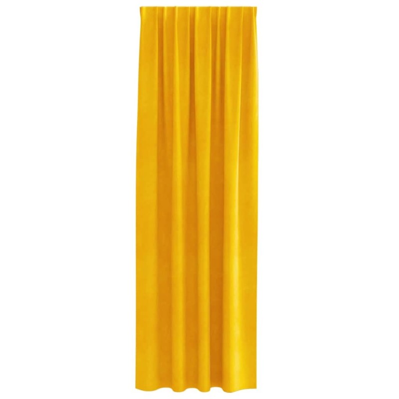 Rideaux occultants avec bandeau 2 pcs Jaune moutarde Velours Rideaux occultants avec bandeau 2 pcs Jaune moutarde Velours
