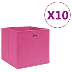 Boîtes de rangement 10 pcs Tissu intissé 28x28x28 cm Rose 