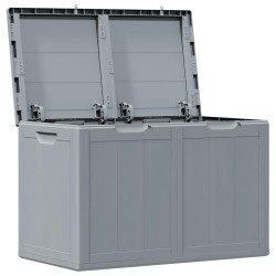 Boîte de rangement de jardin 180 L Gris PP aspect bois 