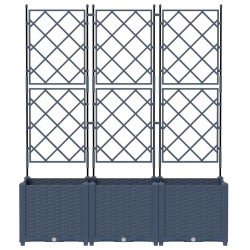 Jardinier avec treillis 3 pcs Gris 120x40x143 cm 
