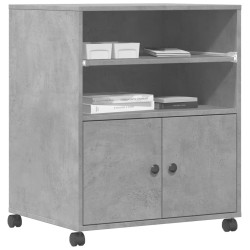 Support d'imprimante avec roulettes gris béton 60x48x74 cm 