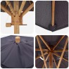 Parasol de jardin gris foncé 217 x 230 cm en bambou 