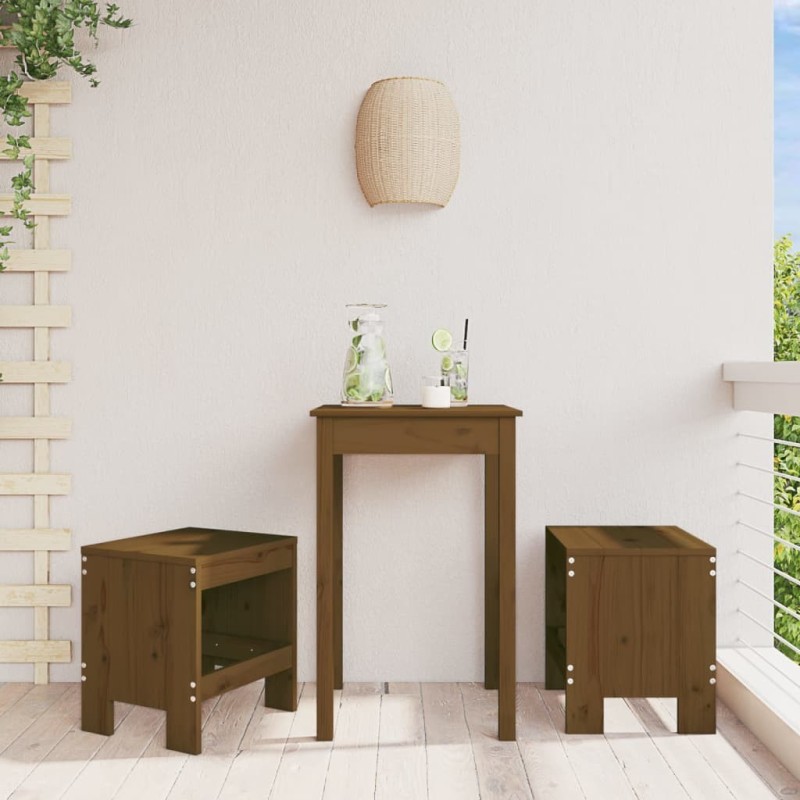 Tabourets de jardin lot de 2 marron miel 40x36x45 cm pin massif 
