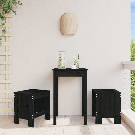 Tabourets de jardin lot de 2 noir 40x36x45 cm bois massif pin 