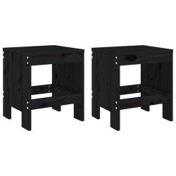 Tabourets de jardin lot de 2 noir 40x36x45 cm bois massif pin 