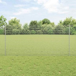 Clôture en fil soudé avec 10 poteaux en U Argent 1,2x10 m Acier 